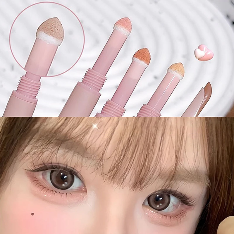 2-in-1 Silkworm Eyeliner And Pink Shimmer Eye Shadow Stick Smudge-Proof Korean-Style Brightening Aegyo Sal Makeup