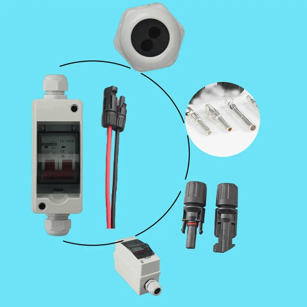 Photovoltaic DC Isolator Switch DC500V 32A PV System IP65 Waterproof Photovoltaic Wrench PV Terminals Kit Circuit Breakers