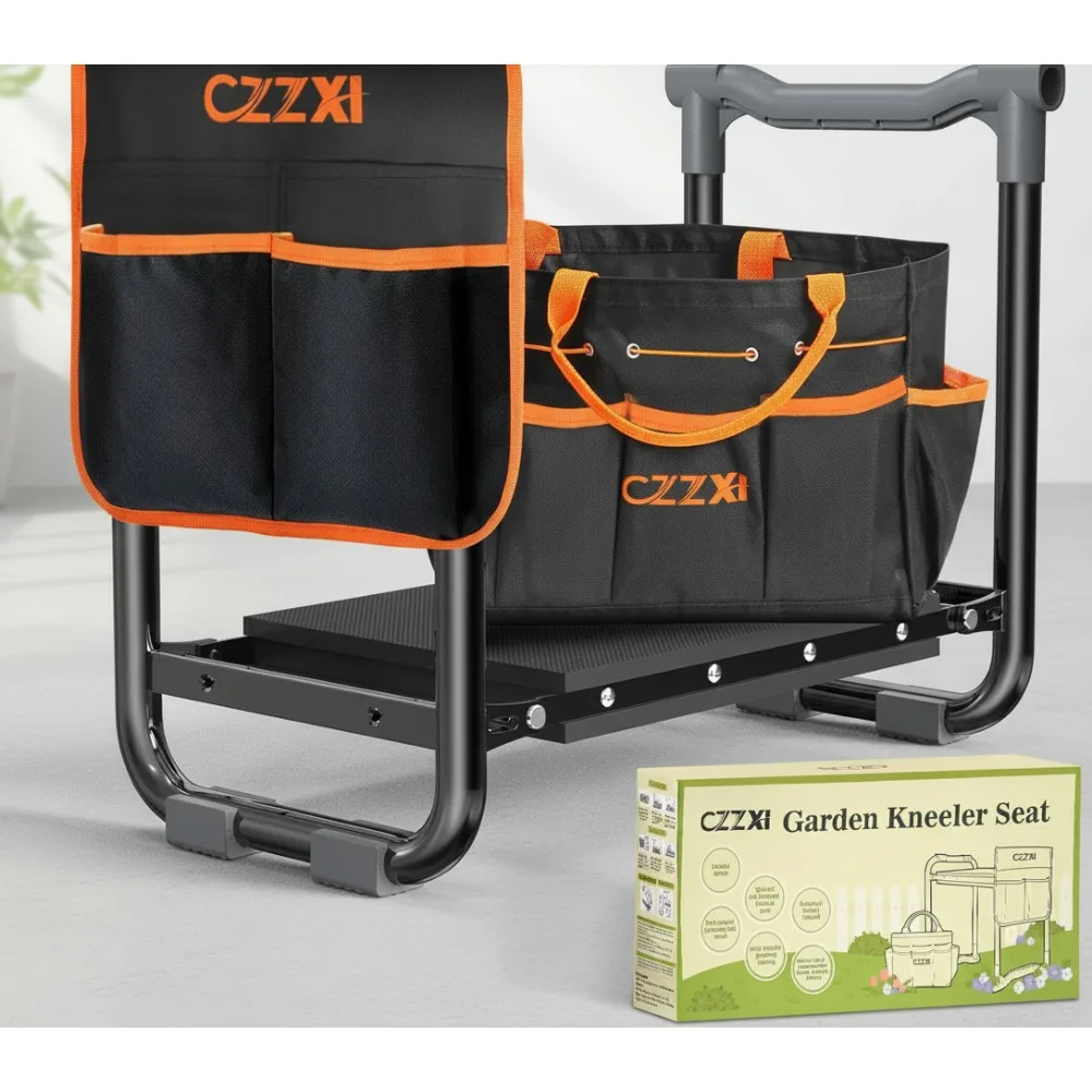 

Heavy Duty Garden Kneeler Seat with Tool Pouch - Foldable Gardening Stool for Women Seniors Outdoor Use