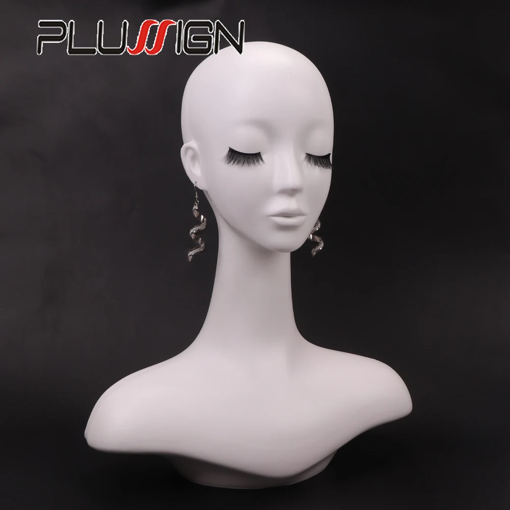 Mannequin Head With Shoulders White Make Up Mannequin Head With Ear Holes Wig Model Head For Wigs & Beauty Accessories Display