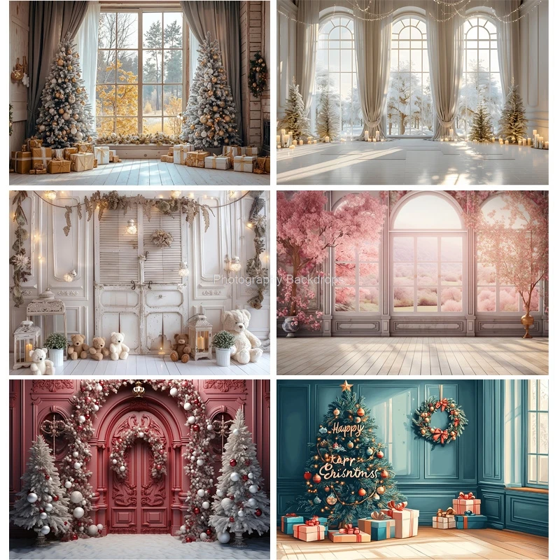 

New Year Christmas Day Digital Photography Backdrop Prop Fireplace Winter Living Room Gift Holiday Photo Studio Background RS-17