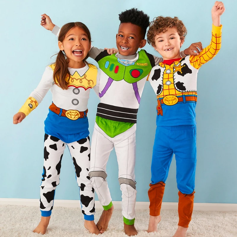 Spring Autumn Children's Clothing Toy Story Buzz Lightyear woody Sets Boys Sleepwear Clothes Kids Pajamas Set Baby Girls Pyjamas