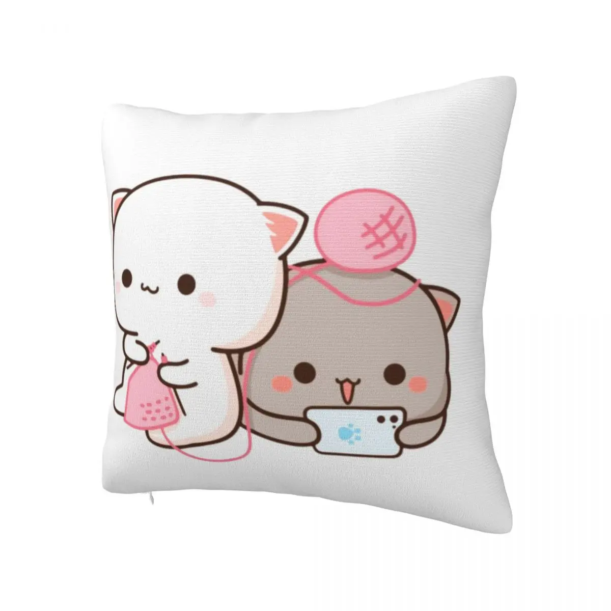 Bubu Knitting With Dudu Pillow Cover Lovely Vintage Pillow Case Soft Graphic Cushion Cover Pillowcases For Living Room Chair