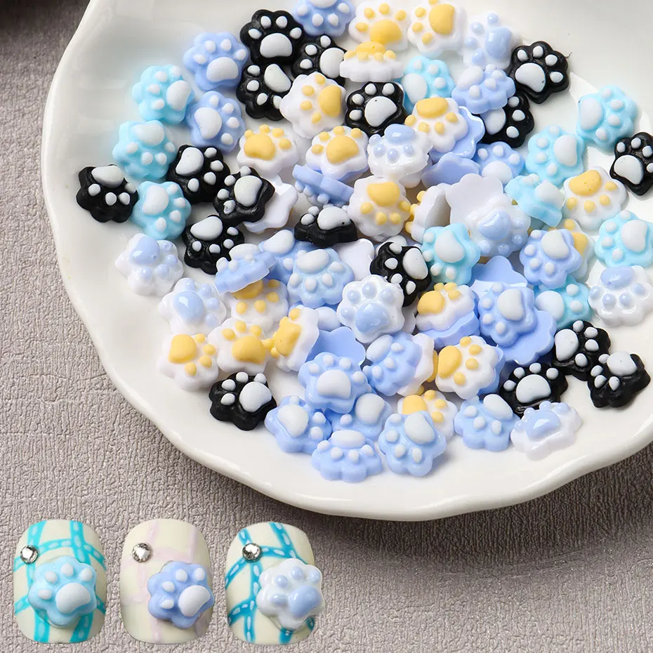 1 Pack Kawaii Mixed Mini Cat Claw Nail Art Charms 3D Resin Cat Paw Random Nail Art Supplies Korean Style DIY Manicure Decoration