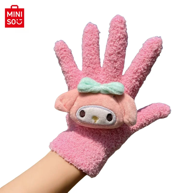 sanrio  Paqia Dog New Cute Korean Star Five Finger Gloves Women's Autumn and Winter Warm Outdoor Cycling Antifreeze with Velvet