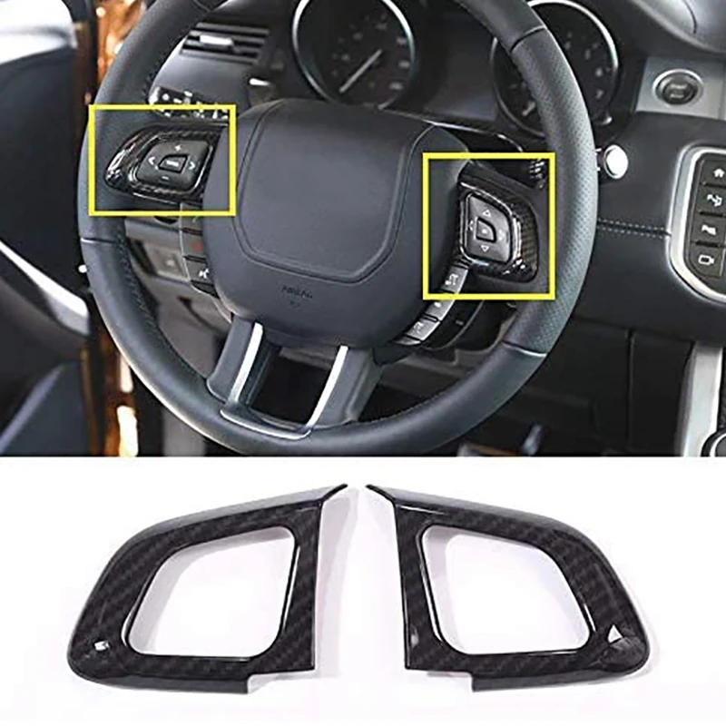 2Pcs Carbon Fiber Car Steering Wheel Control Frame Trim For Range Rover Evoque 2012-2017 Car Accessories