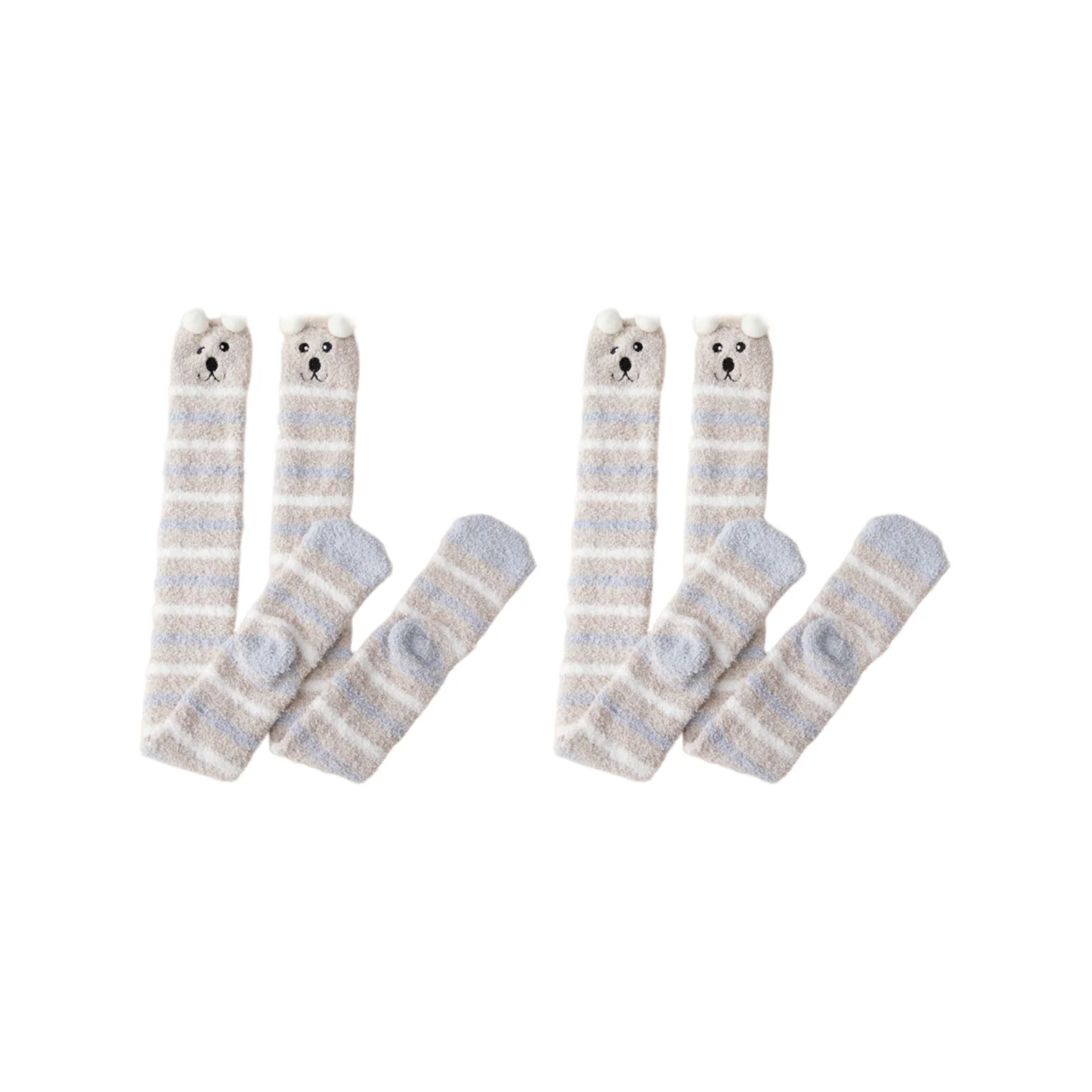 Over-the-knee extended floor socks three-piece set: Striped Bear + Black Panda + Ginger Sheep