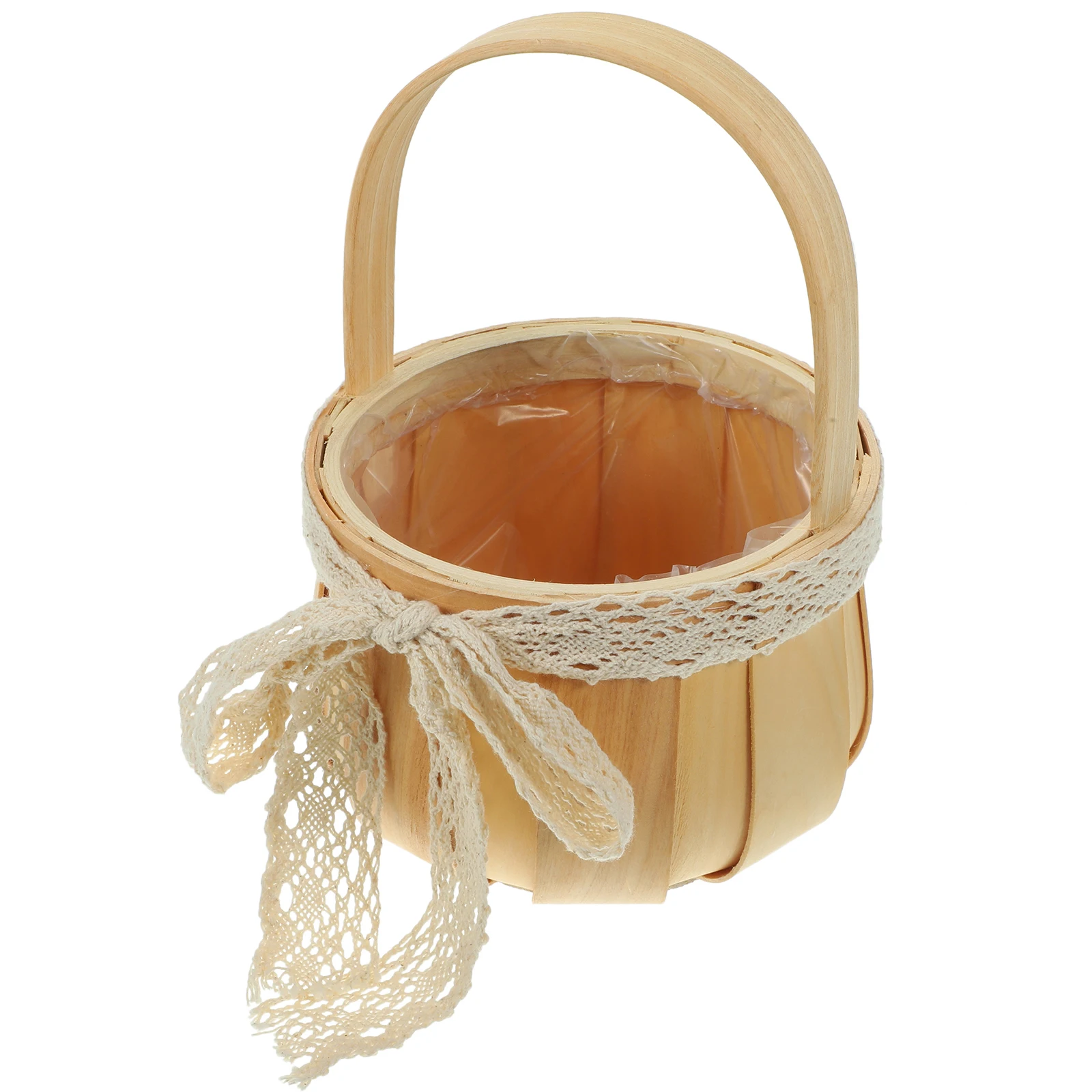 

Vintage Woven Flower Basket Wooden Handheld Wedding Decorative Storage Container Portable Gift Baskets For Eggs Keys Small Space