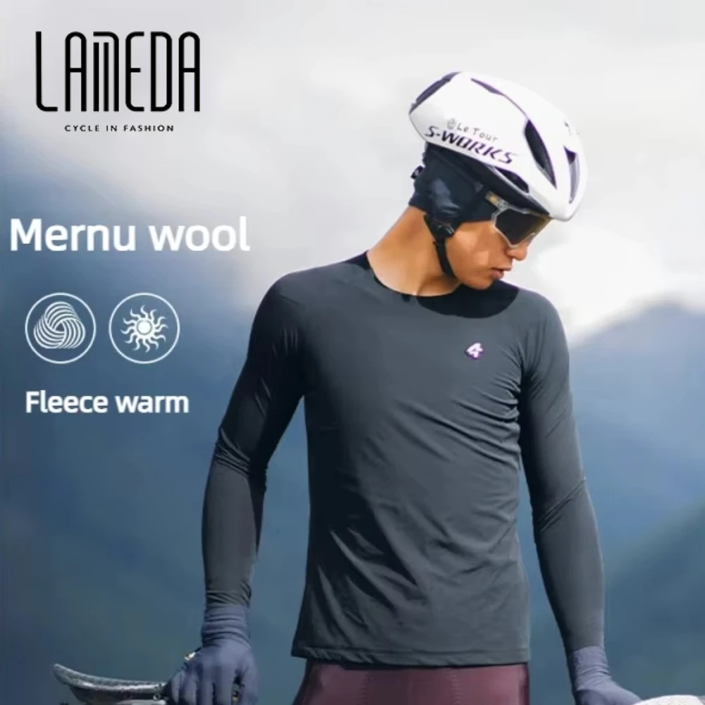 

LAMEDA Men's Fleece Base Layer Shirt Windproof Thermal Insulation For Cold Weather Sports Cycling Activities
