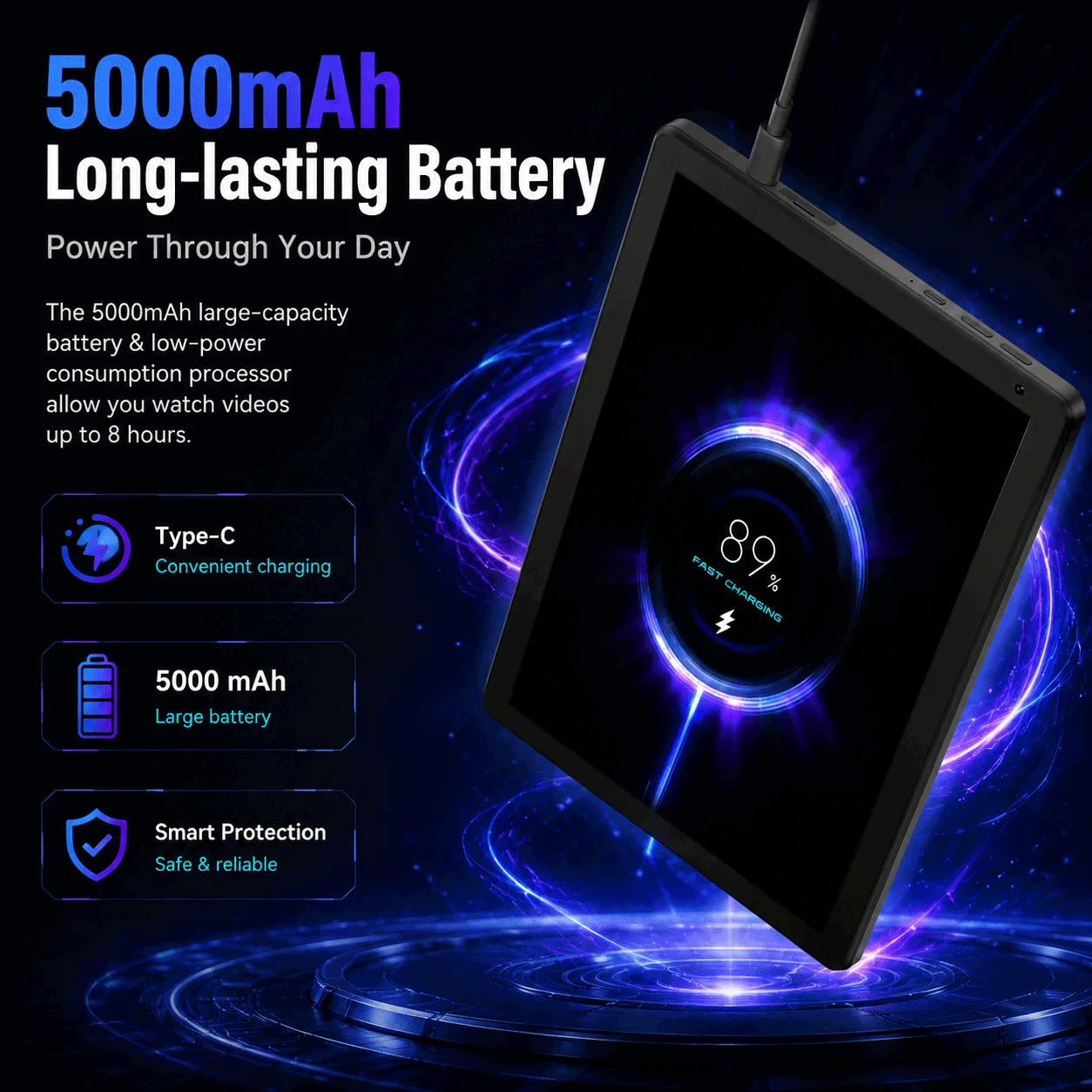 URAO X109 10.1'' Android 16 Tablet 30GB RAM 128GB ROM WiFi Tablet 800x1280 LCD Display Dual Camera 5MP 8MP Lightweight Design
