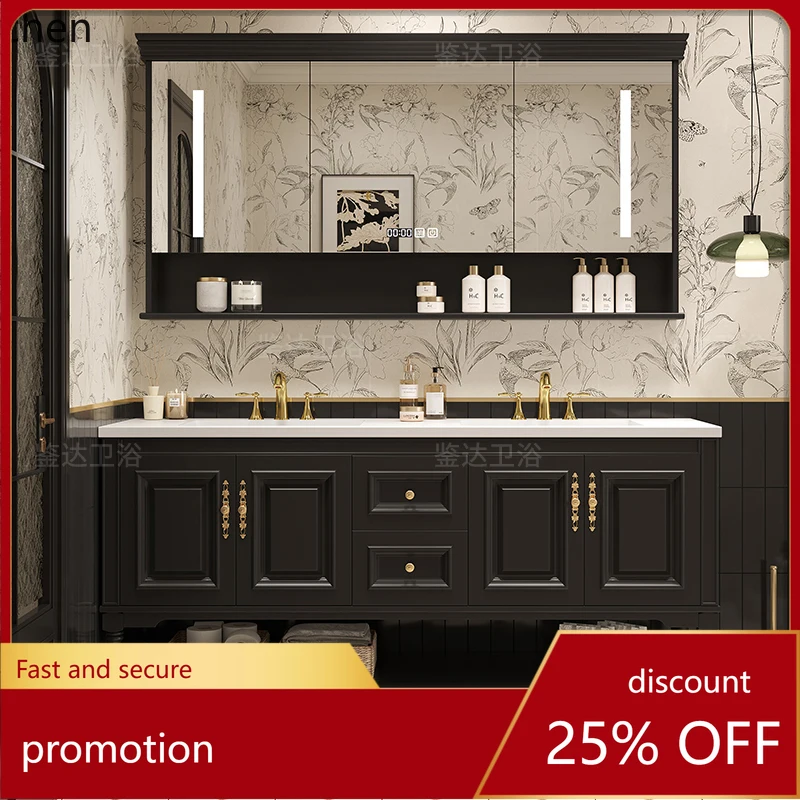 

CZ Bathroom Cabinet Set with Integrated Ceramic Basin, Floor-Standing Rock Slab Washbasin, Bathroom Vanity, Oak Wood