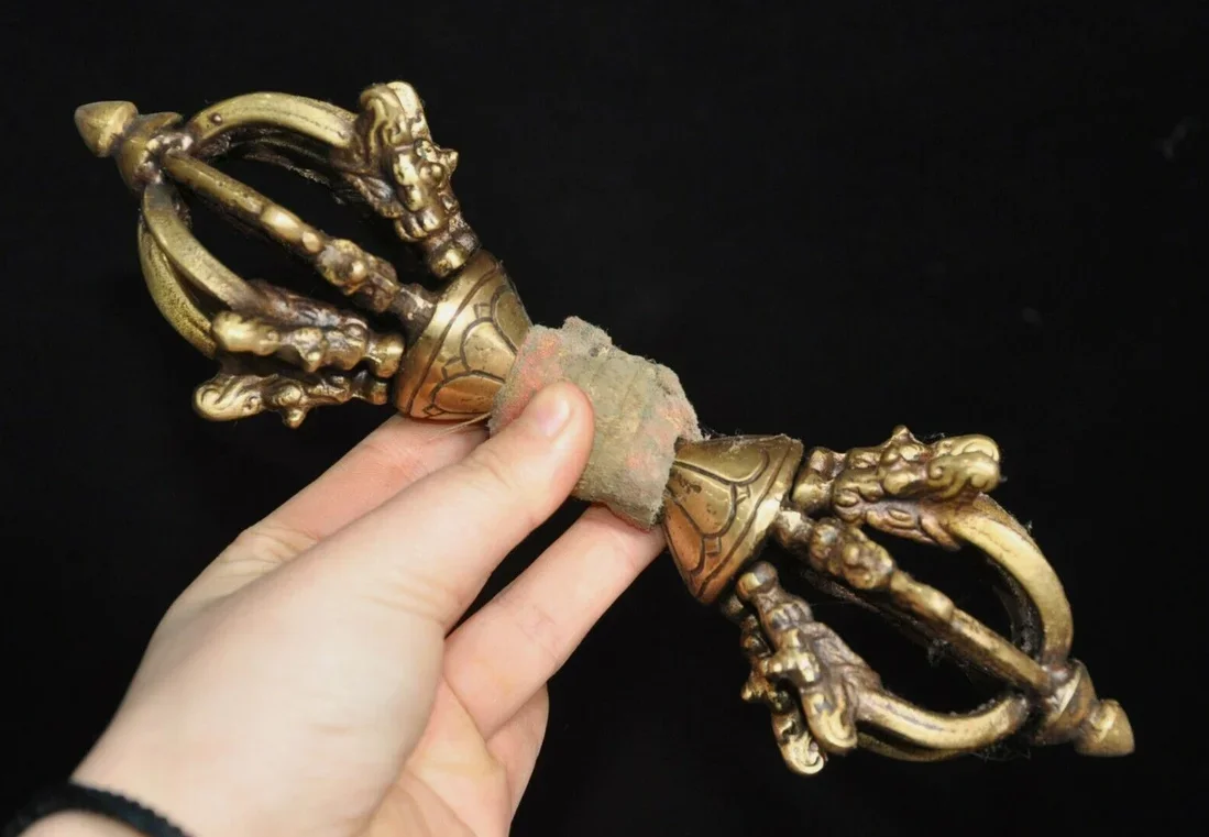 9.2" Tibetan Buddhism bronze Vajra Dorje Phurpa Exorcism Talisman faqi statue view 2