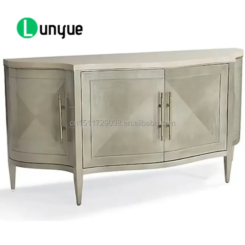 Modern Luxury 4 Door Buffet Sideboard Curved Champagne Gold Storage Cabinet for Living Dining Room High End Furniture