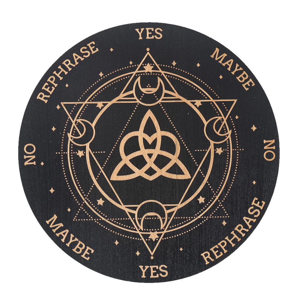 Black Wooden Pendulum Board Laser Engraved Trinity Knot Dowsing Divination Witchcraft Altar Decor Spiritual Wicca Supplies