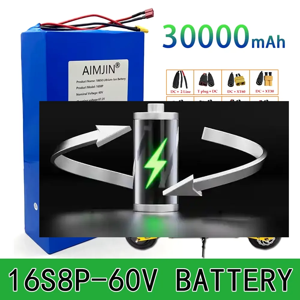 

16S8p Brand new lithium battery 60V 30Ah 18650 high power suitable for various transport vehicles 1000-3000W
