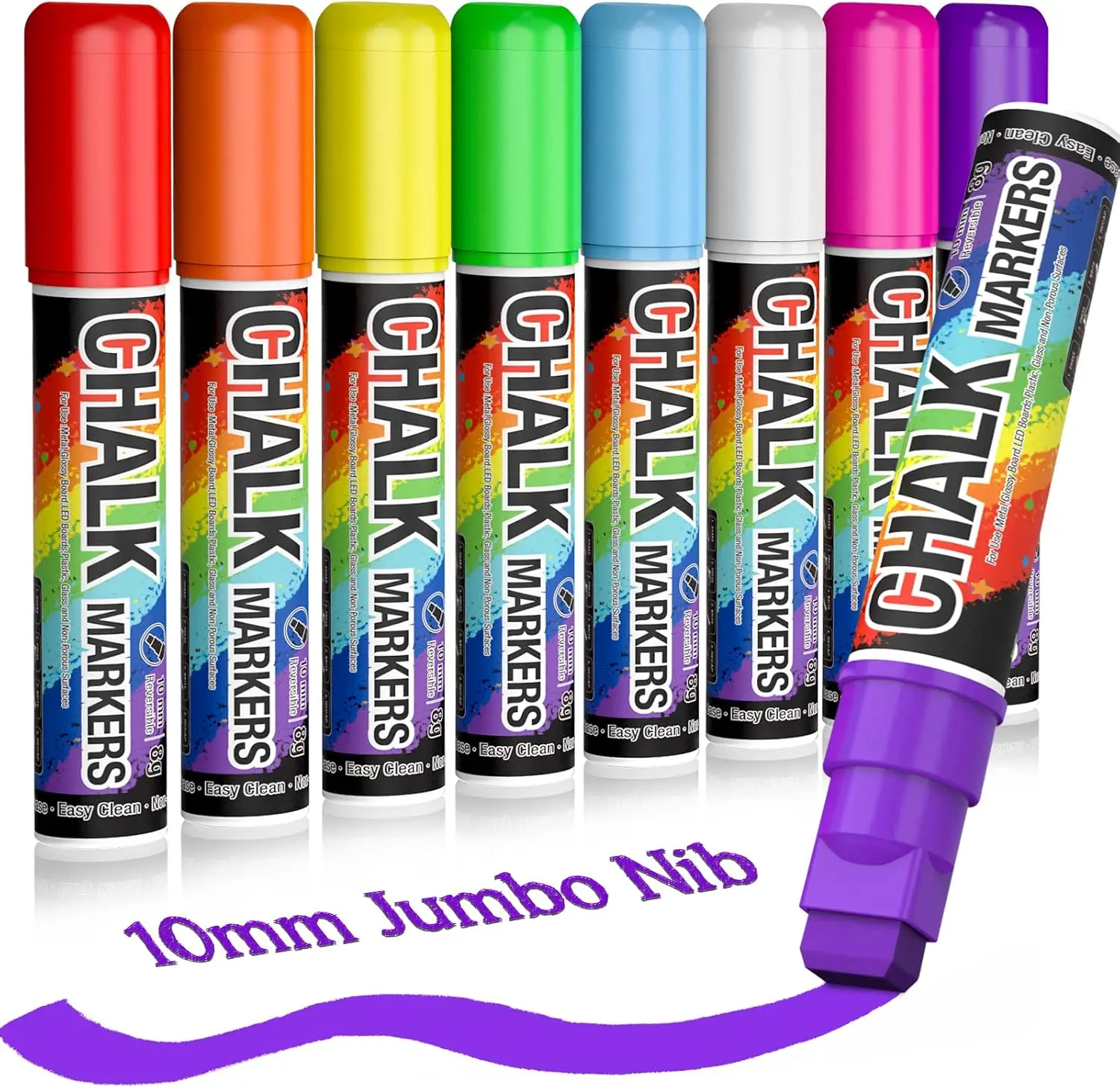 

Washable Window Markers for Car Art, 10mm Jumbo Liquid Chalk Pens for Wedding Signs, Just Married Decor, Back to School