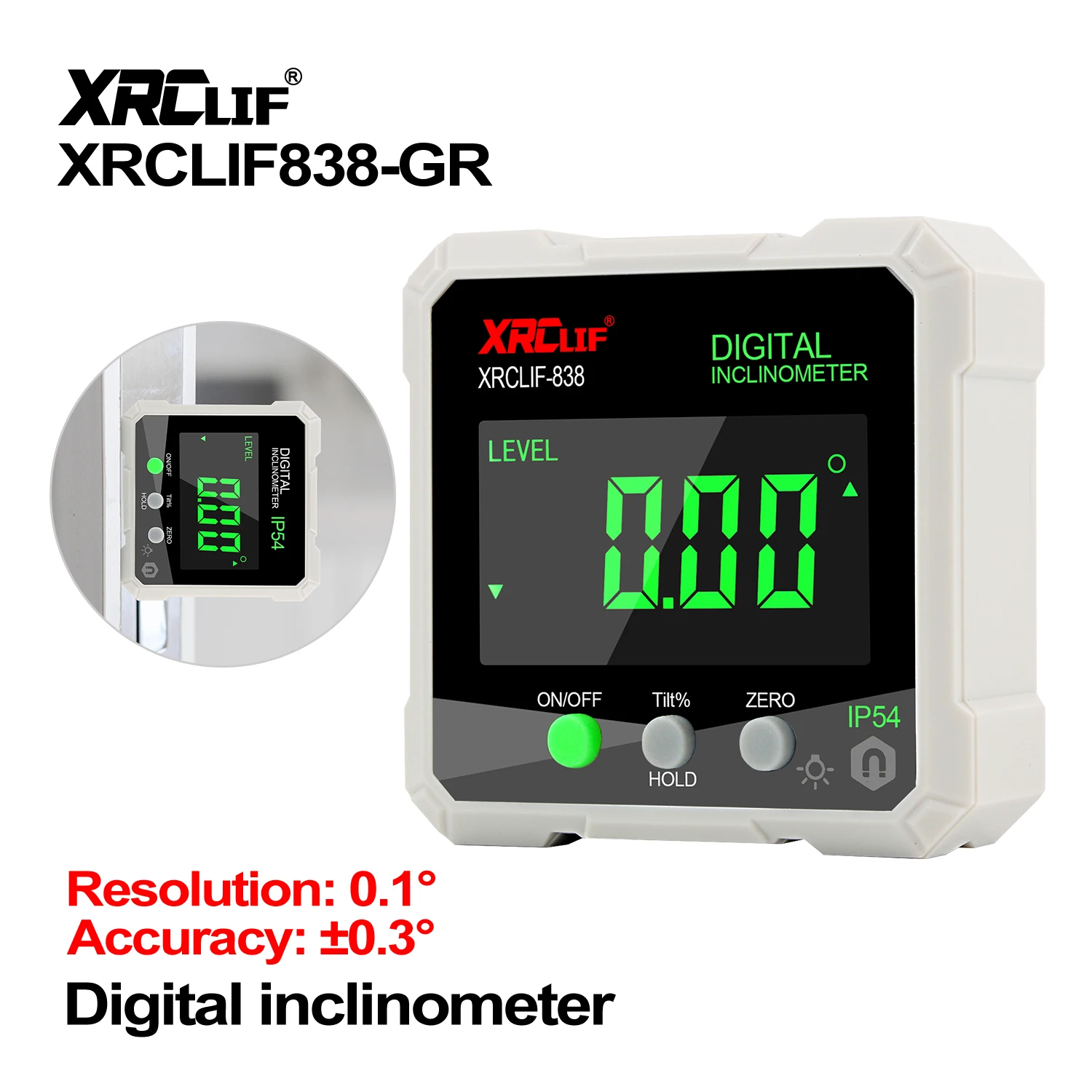 

XRCLIF Digital Level Angle Gauge 4X90° Mini Inclinometer Measurement Tools Magnetic Base Electronic Universal Bevel Protractor