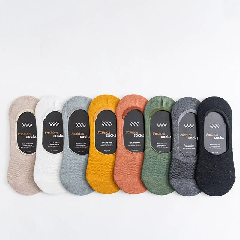 

Men'S Socks Shallow Mouth Summer Thin Mesh Breathable Cotton Socks Solid Color Anti-Slip Invisible Leisure Low Tube Ship'S Socks