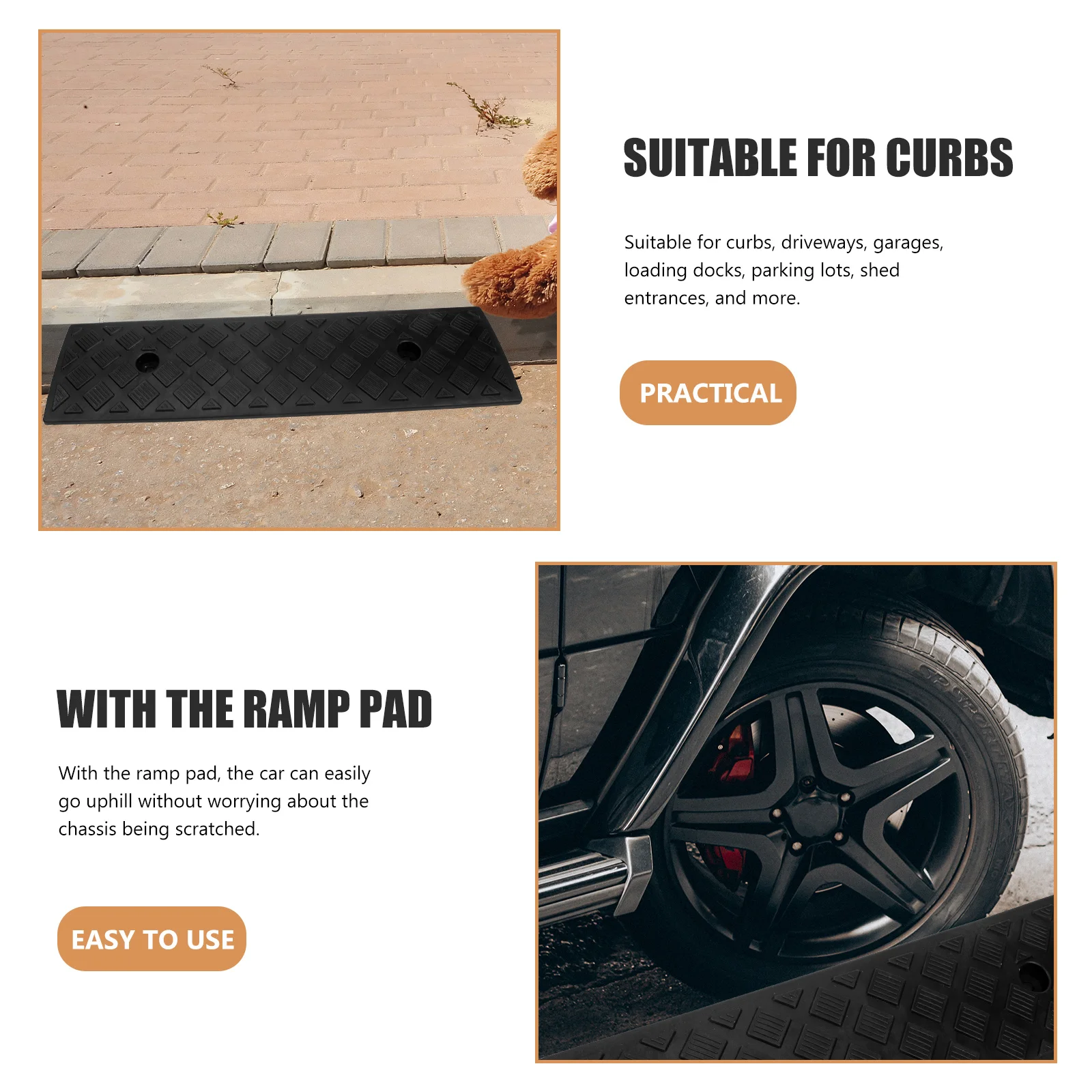 

Black 3cm Ramp for Car Motorcycle Driveway Garage Loading Dock Plastic Step Pad Non Slip Durable Suitable