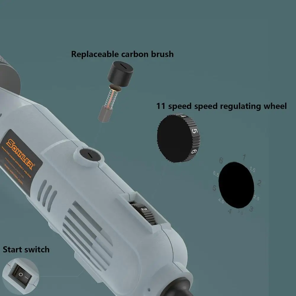 Set Aksesori Gerinda elektroda Tungsten, Kit aksesori las, alat Rotary elektrik 6 ukuran 8 sudut