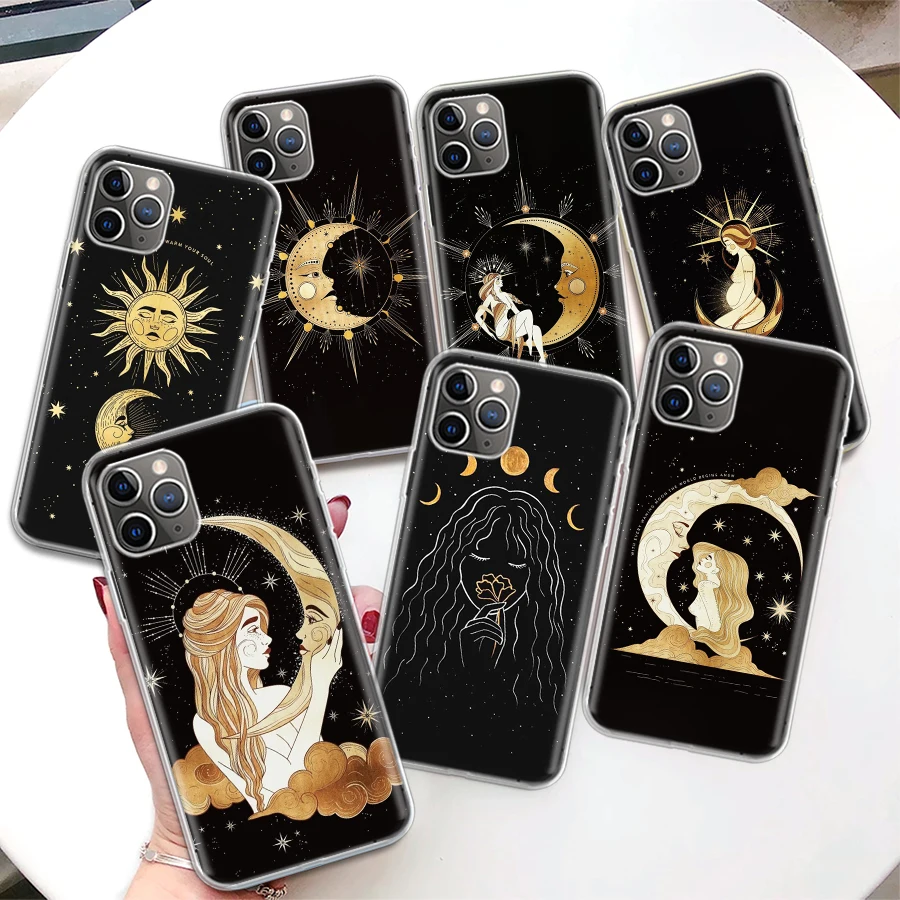 Witches Moon Tarot Mystery Totem Coque Phone Case For iPhone 11 12 13 14 15 16 Pro Max 7 Plus 8 + X XR XS SE Apple Soft Fundas C