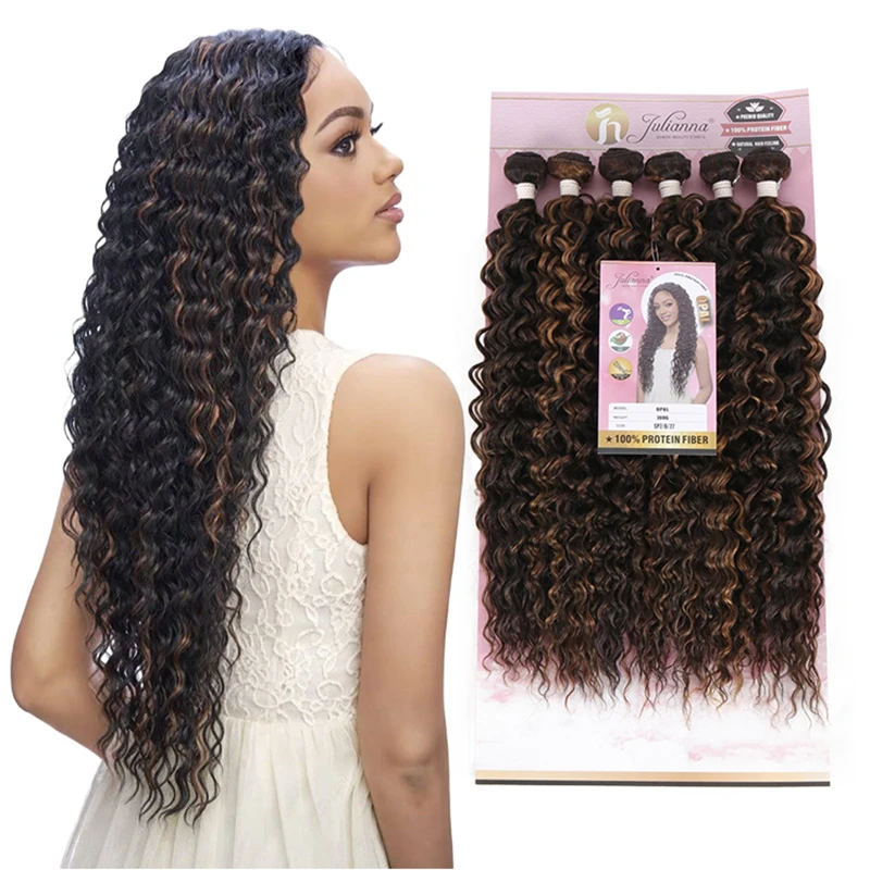 

Julianna Synthetic Curly Hair Bundles Water Wave Hair Extension Ombre Color Natural Bundles For Black Women High Quality Hair
