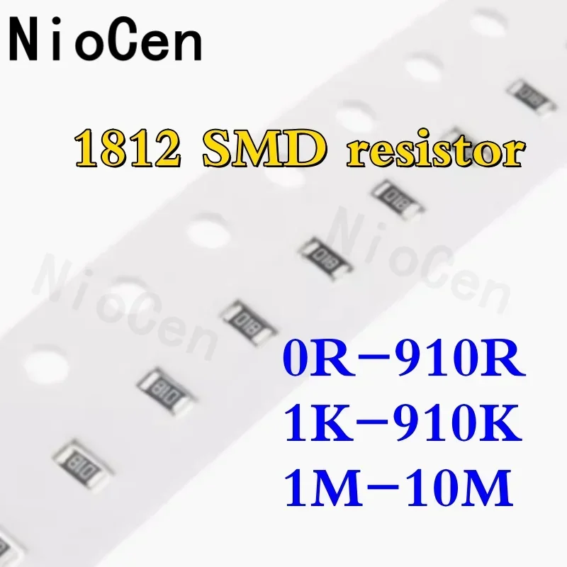 

(50 шт.) 1812 1% SMD чип-резисторы 0 Ом ~ 10 МОм: 0R, 10R, 33R, 100R, 220R, 330R, 470R, 1K, 4.7K, 10K, 100K, 220K, 330K, 470K, 680K, 1M