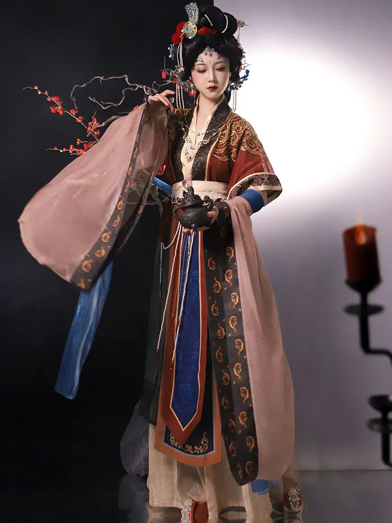 Dp18 2024 Nieuwe Vrouwen Hanfu Restauratie Geborduurde Hanfu Onsterfelijke Figuur Traditionele Verbeterde Zijden Grote Mouwen