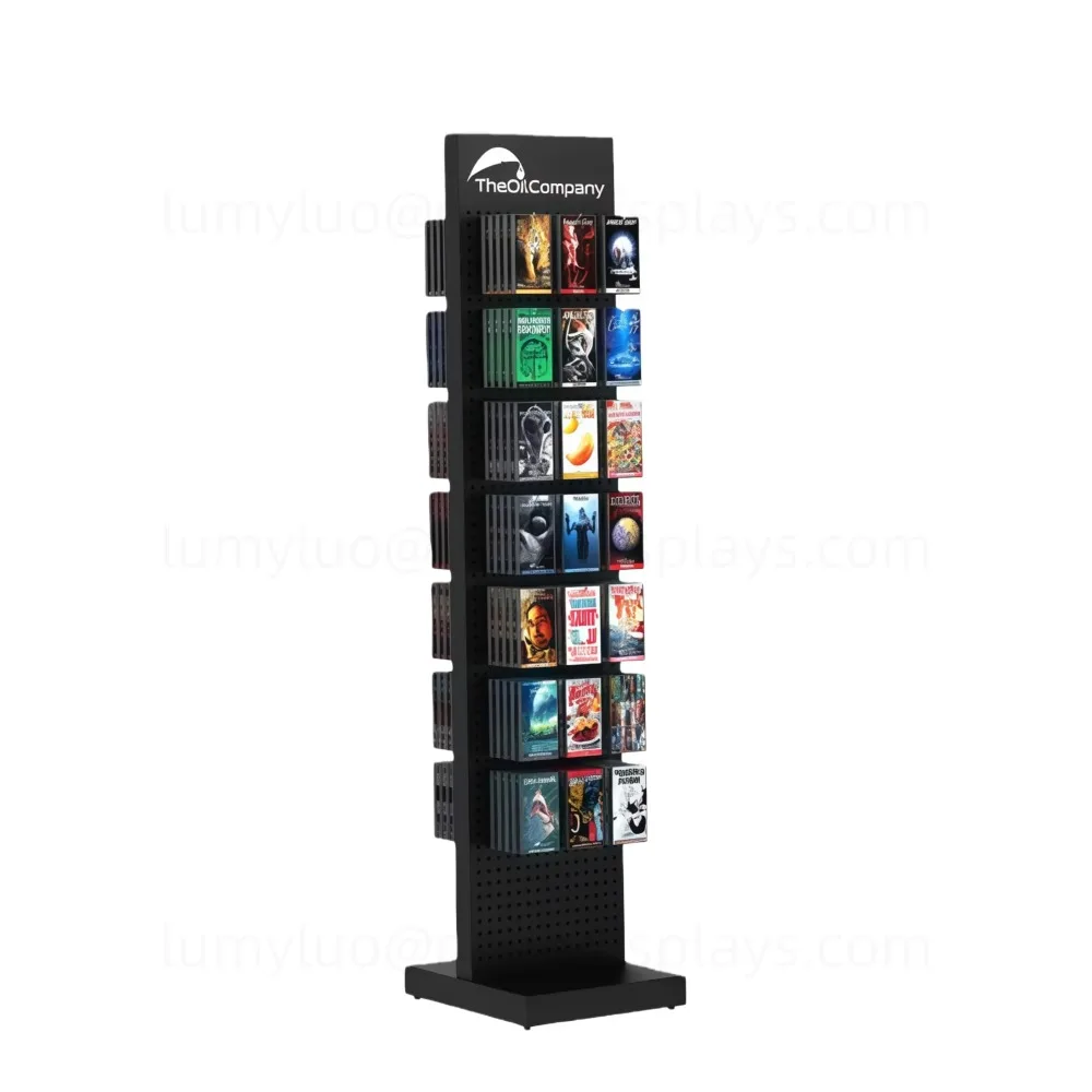 Video Store Display Rack Metal Perforated Sheet with Hooks for DVD CD Display Wall Product Hanging Floor Stand