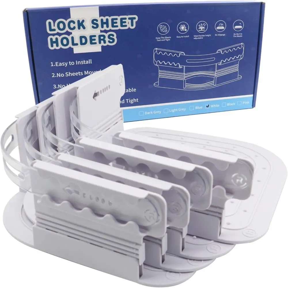 Invisible Heavy Duty Bed Sheet Holder with Lock Strips Adjustable Sheet Holders Non-slip Bedsheet Grippers Fixed