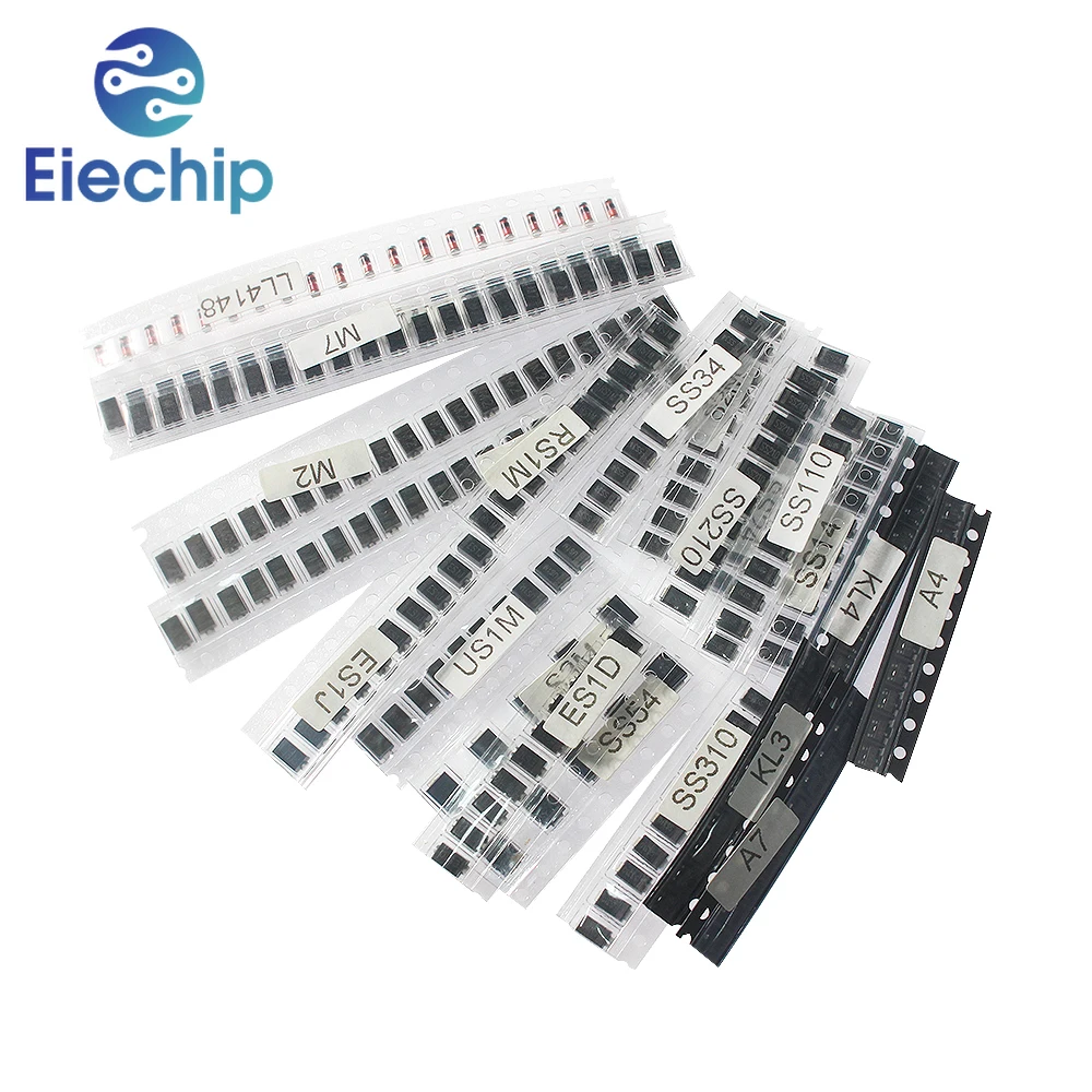 260pcs/set Switching Diode, Schottky Diode, Rectifier Diode Assorted Kit : M1 M2 M4 M7 S2M RS1M US1M ES1D SS14 SS110 SS34 LL4148