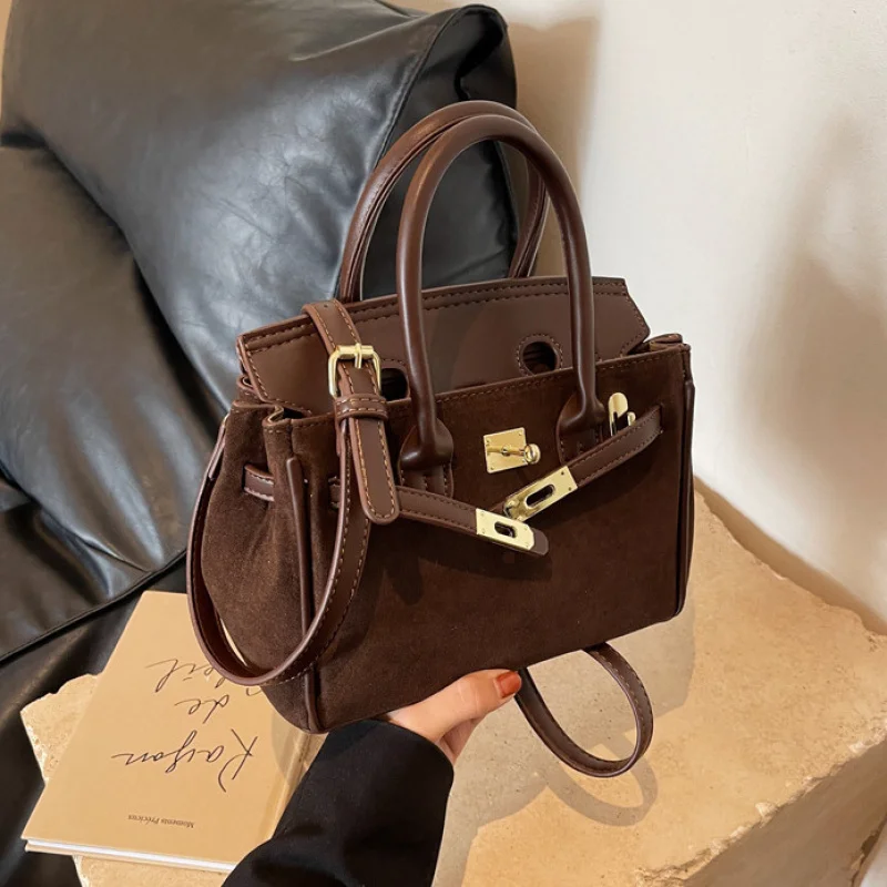 Women's Fashion Handbags  Women's High-Grade Bag2023New Vintage Style Niche Lock Bag Autumn Trend Versatile Shoulder Crossbody H