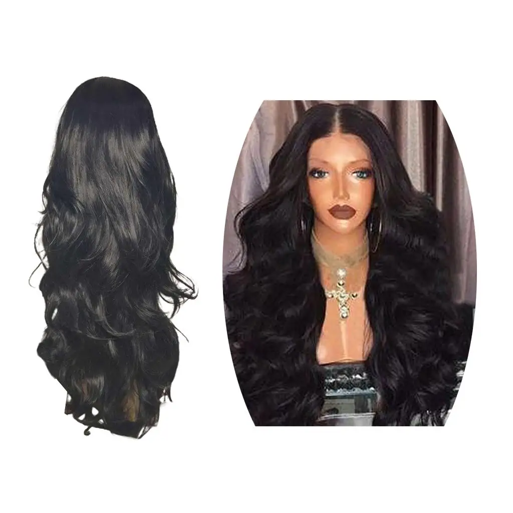 

Long Wavy Wig Women Curly Synthetic Wig Middle Part Synthetic