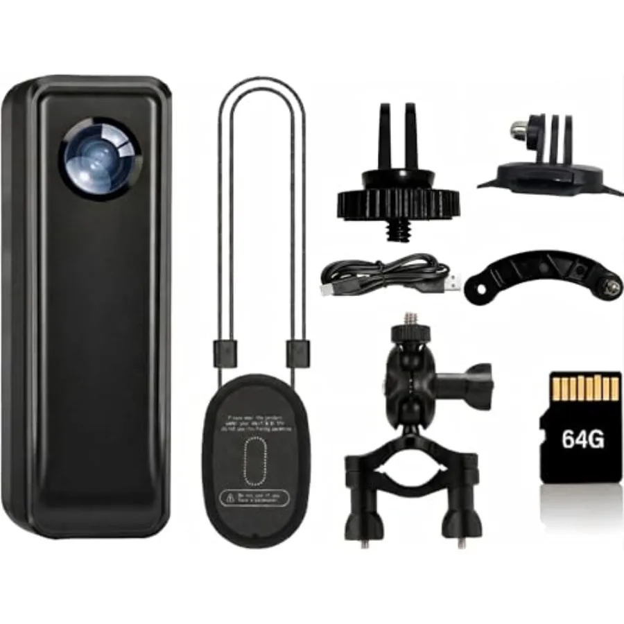 

4K Action Camera for Travel Sports Cycling, ABS Plastic Body, Black, Waterproof and Shockproof with 64GB Card, Helmet Mount Spr