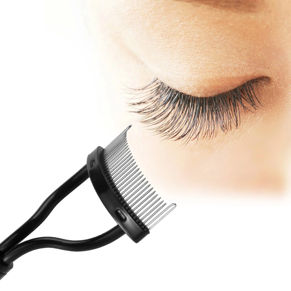 

Eyelash Comb Steel Teeth Makeup Tool For Mascara Eyebrow Grooming Brush Metal Lash Curler Drying Styling Black