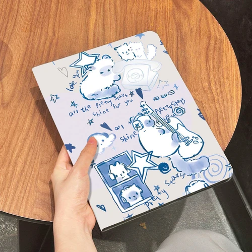 Imagen 2 del producto Funda para tableta con soporte giratorio IPad Air 5 Air 4 10,9 para Ipad 5th 6th 9,7 10,2 9th 8th 7th IPad Pro 11 2022 azul y blanco Dj Cat