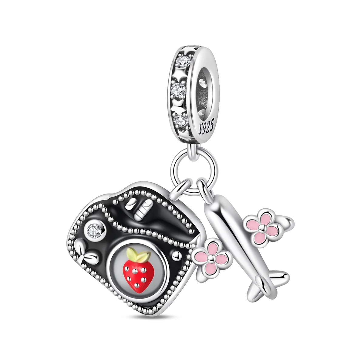 925 Sterling Silver Airplane Camera Travel Pendant Charm Fit 3mm Original Bracelets Necklace Women's Jewelry Accessories DIY