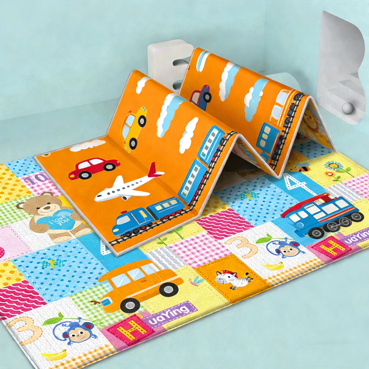 Baby Folding Crawling Activity Mat Kids New Cartoon Waterproof Crawling Game Carpet Double-sided Children's Carpet Soft Foam Pad