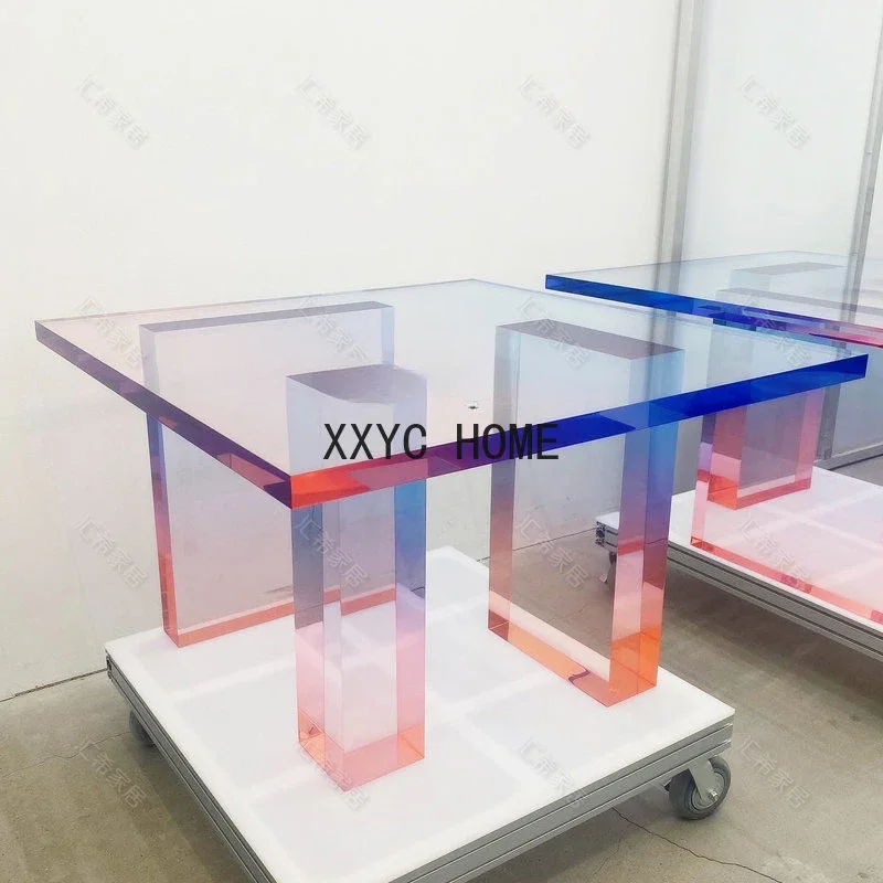 Gradient Crystal Color Table Acrylic Shop Decoration Design Square Transparent Kitchen Island