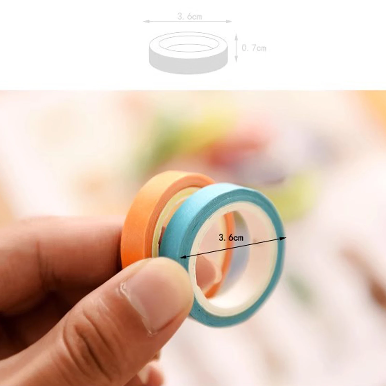 Rainbow Color Masking Washi Tape, 10pcs Japanese Washi Sticky Paper Tape, Adhesive Printing DIY Scrapbooking Deco