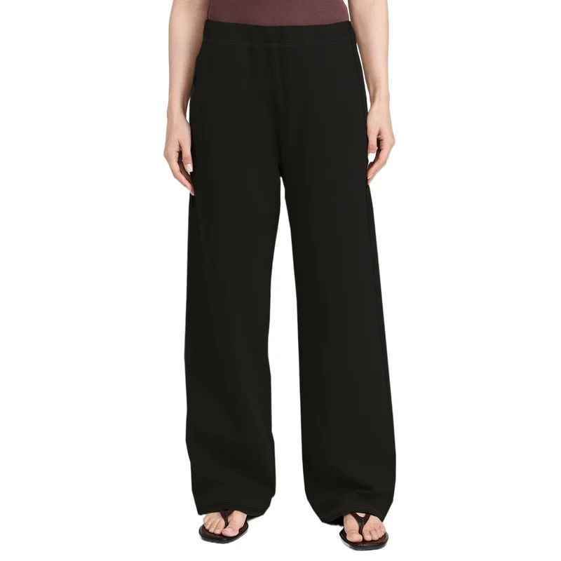   2025 moderno na moda calças de perna larga feminina cintura elástica confortável emagrecimento preto escritório casual wear