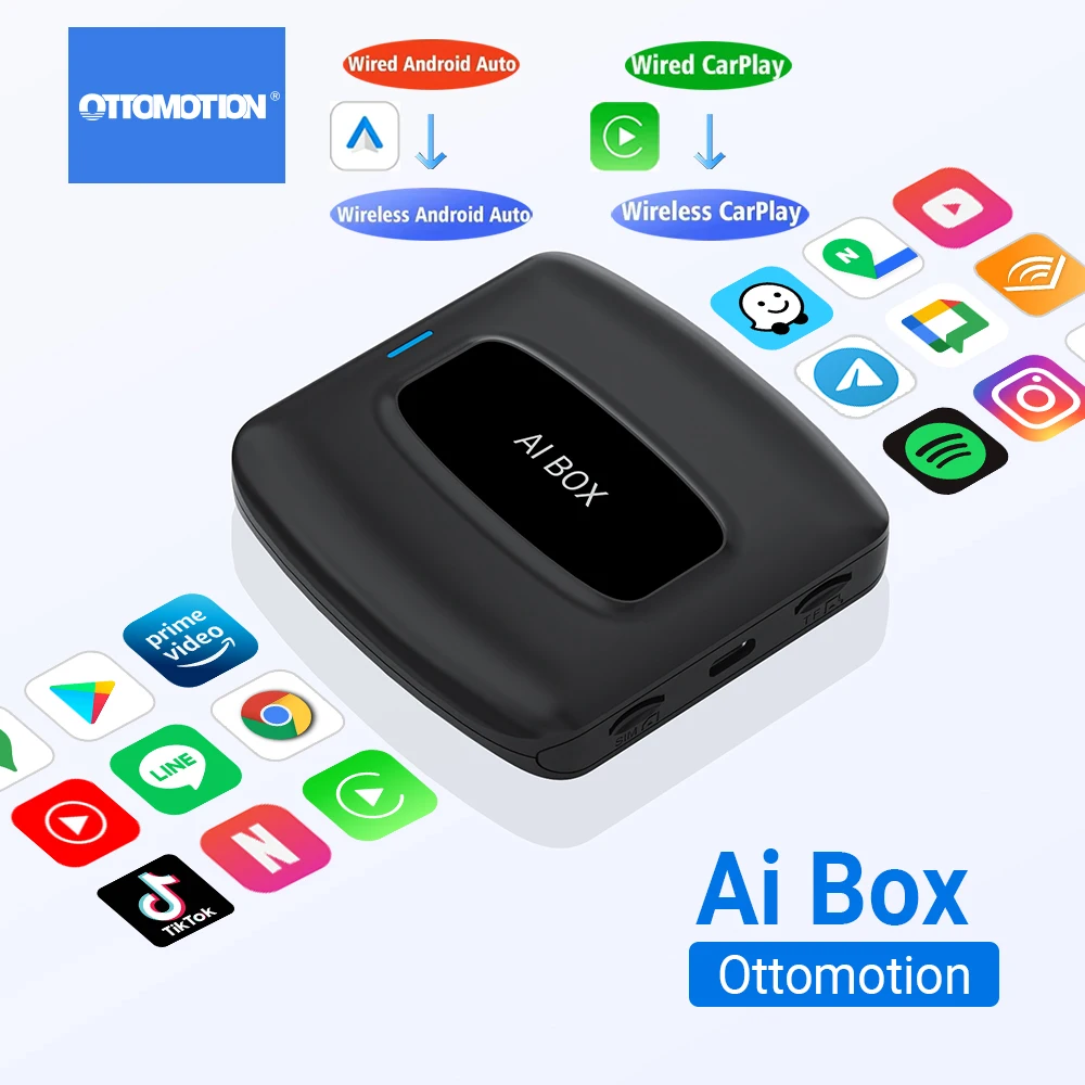 2024 CarPlay AI Box Android 12.0 SM6125 8-Core Android Auto Wireless CarPlay Adapter 2.4+5G GPS 128GB FOTA Upgrade