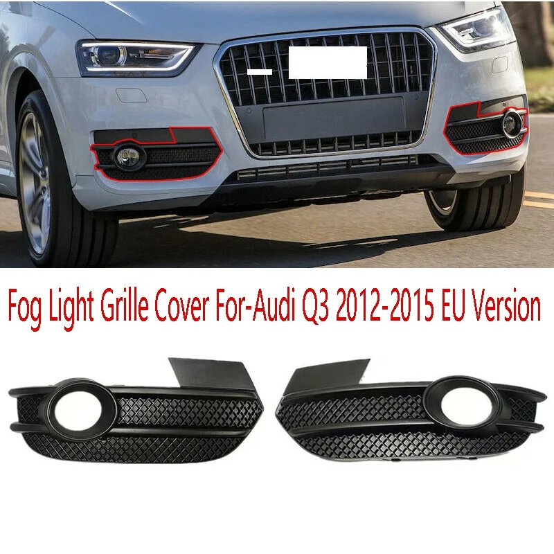 1Pair Front Bumper Fog Light Grille Cover Fog Light Protector 8U0807681A 8U0807682A for-Audi Q3 2012-2015 EU Version