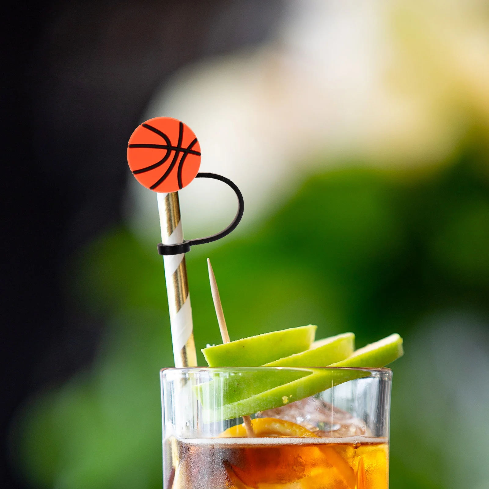 

10Pcs Cute Plastic Straw Covers Cartoon Sports Ball Design Reusable Straw End Plugs Ideal for Outdoor Activities Birthdays