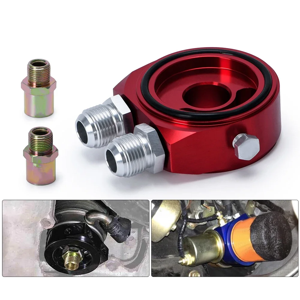 Car Universal Oil Filter Sandwich Adapter For Oil Cooler Plate Kit AN10 M20*1.5 Aluminum Racing Meter Modification Parts