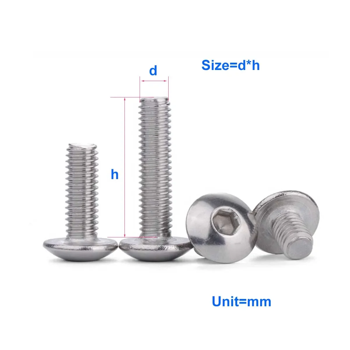 304 Stainless Steel Large Flat Head Hexagonal Screw M3M4M5M6