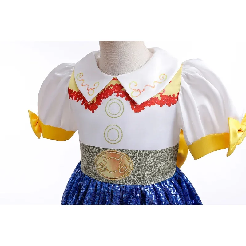 Purim Toy and Story 4 Jessie Cosplay Carnival Princess Dress Short sleeve Girls Costume With wig hat For Halloween Birthday Part