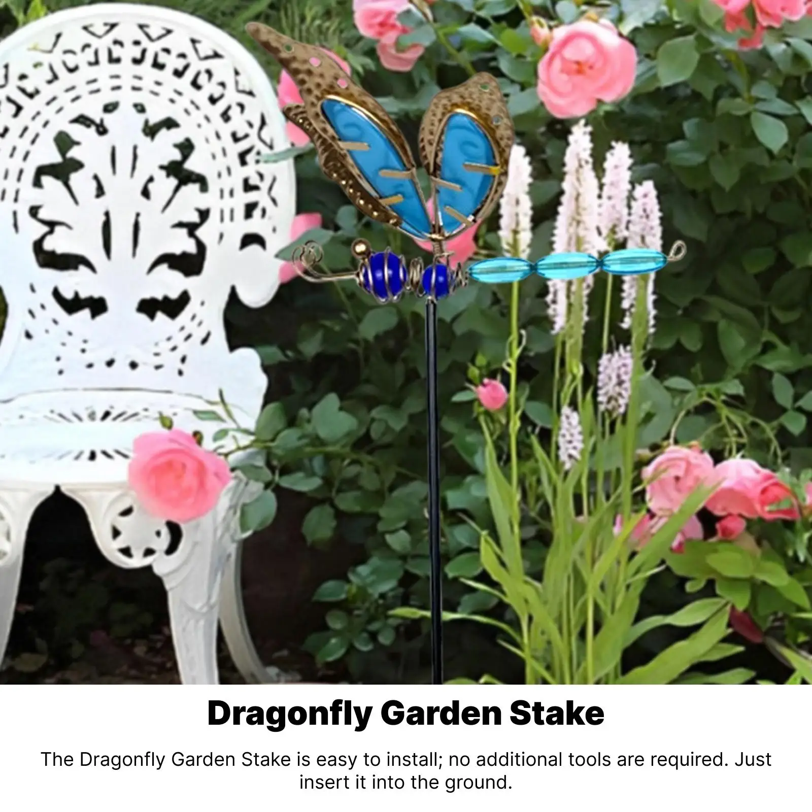 Dragonfly Garden Stake Outdoor Decoration Rustic Birthday Gift Yard Sign Fairy Garden Accessories for Lawn Planter Flowerpot