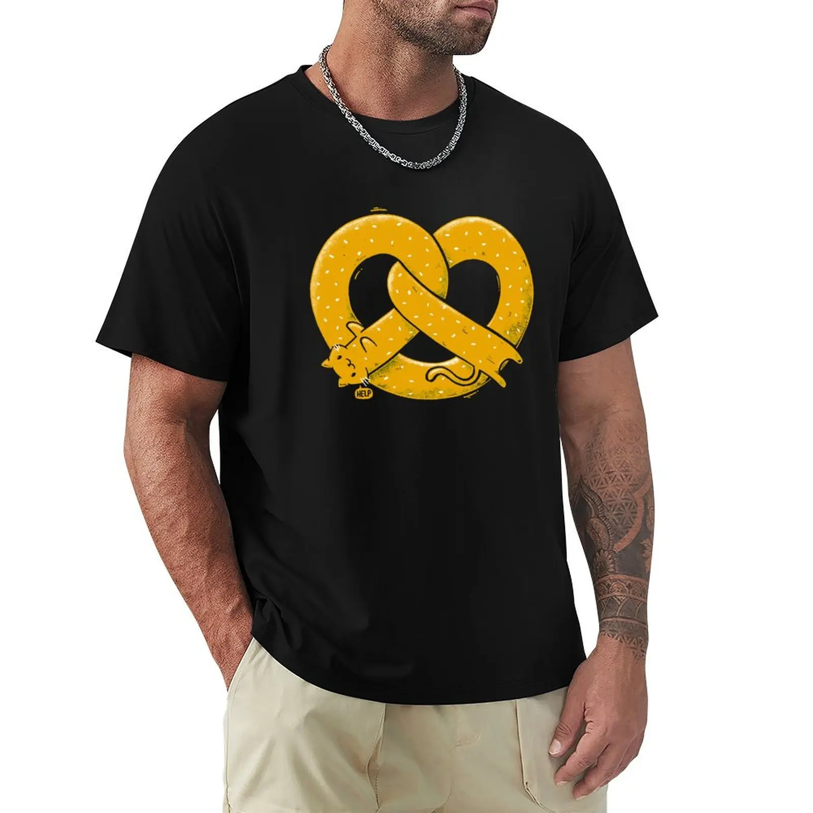 The Long Cat Is a Pretzel T-Shirt Basic Breathable Solid Color T-Shirt