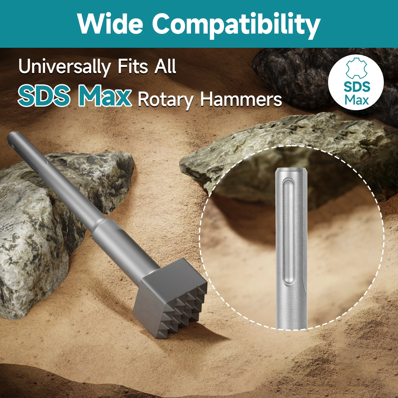 SDS Max Square Head Round Shank Alloy Steel Drill Bit Multifunctional Concrete Breaker Head For Chisel Cement Wall Ground